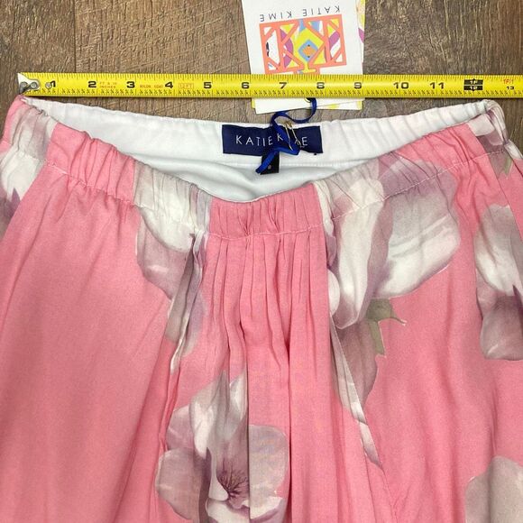 Katie Kime NWT Magnolia Sunset Pink White Floral Maxi Skirt Elastic Waist sz S - Picture 5 of 7